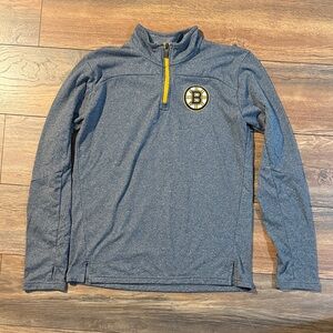 Gray Quarter-Zip Pullover with Bruins Logo